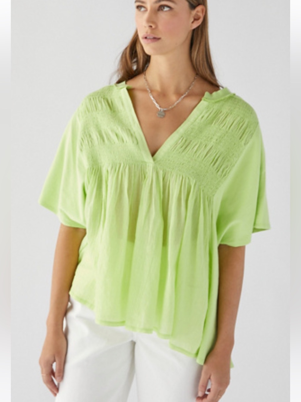 Urban Outfitters oversized light green gauze v-neck t-shirt size S